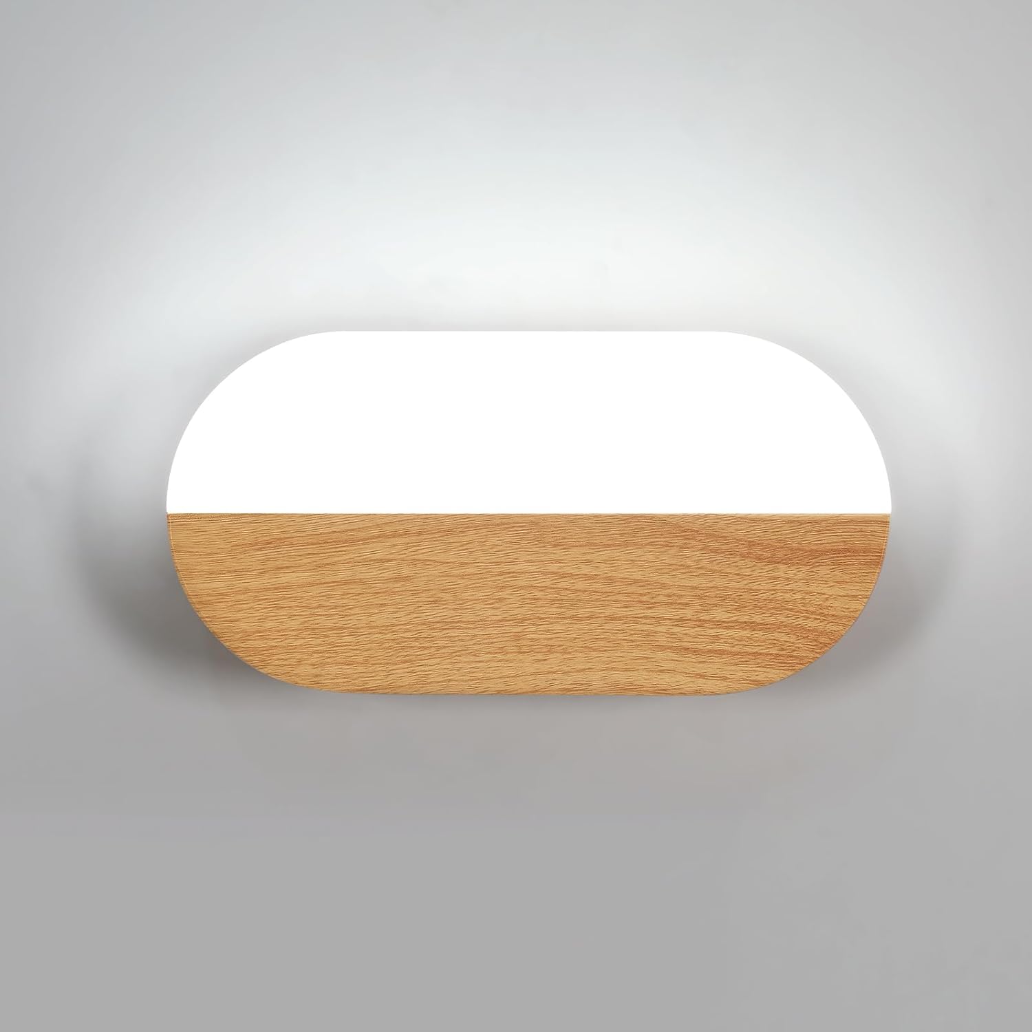 Wandleuchte – Holz-Acrylrahmen, weißes Licht
