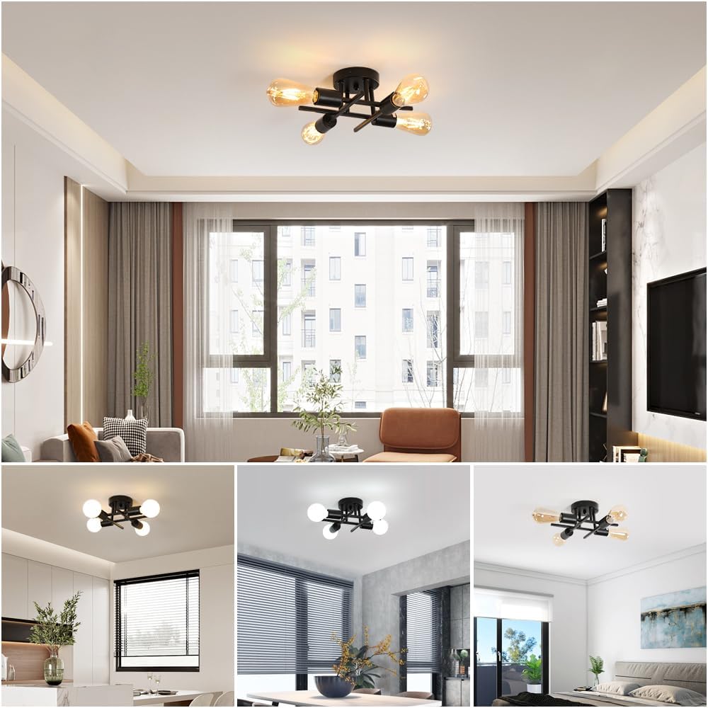 Ceiling Light - Black Metal Frame
