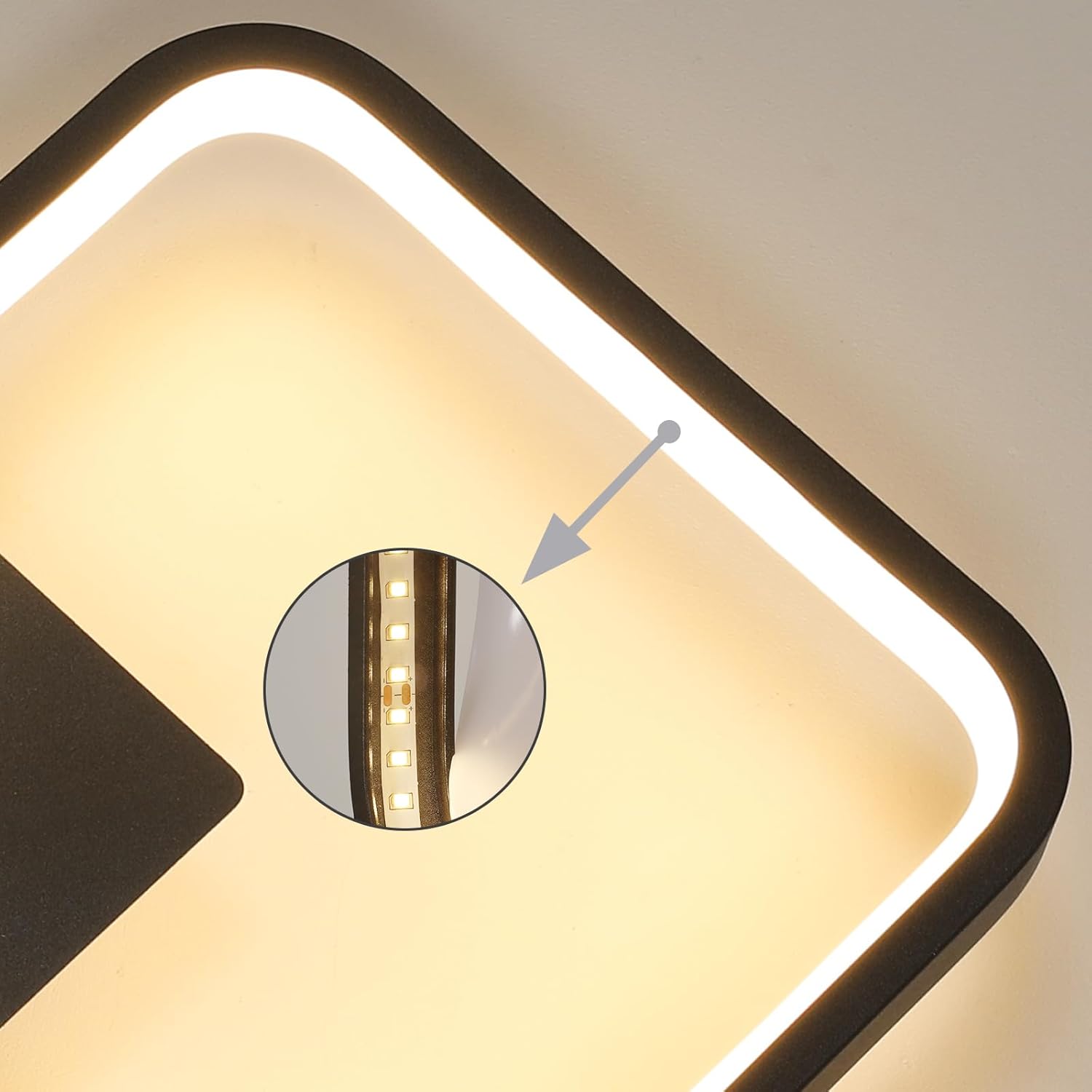 Wall Light - Black Aluminium Frame, Warm Light