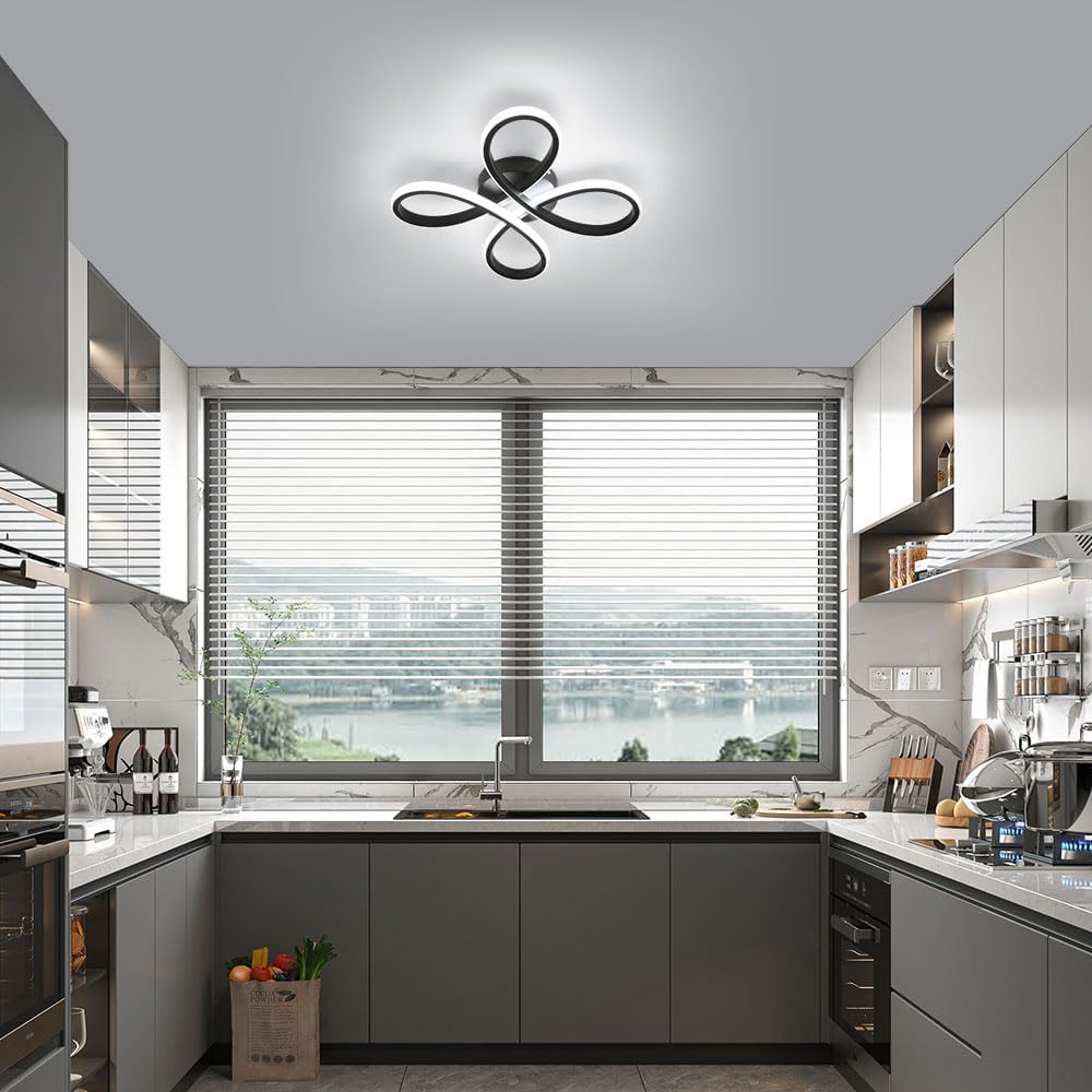 Ceiling Light - Black Aluminium Frame, White Light