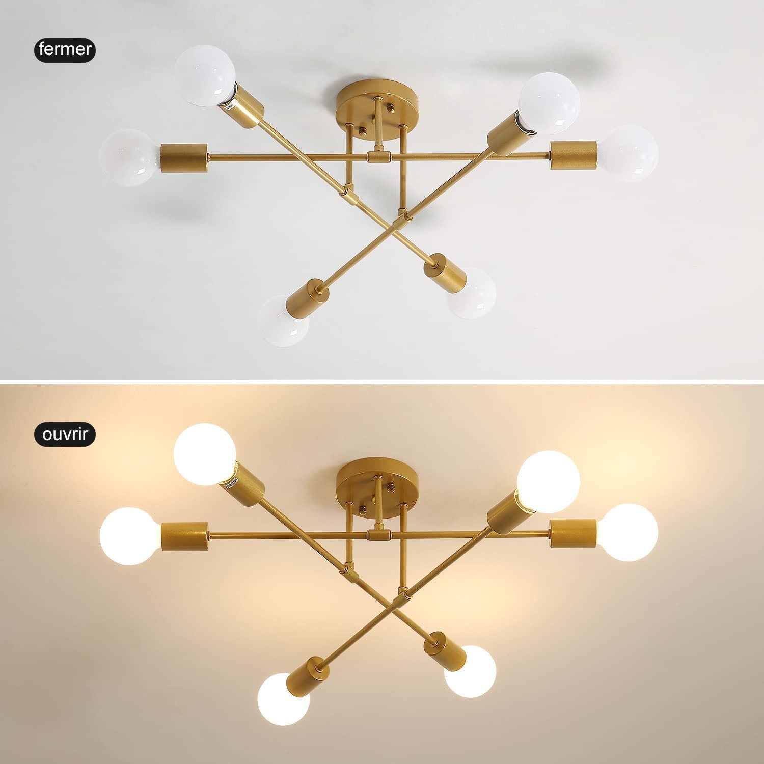 Ceiling Light - Gold Metal Frame