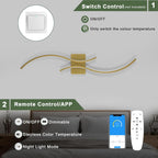 Wall Light - Gold Aluminium Frame, Tunable and Dimmable