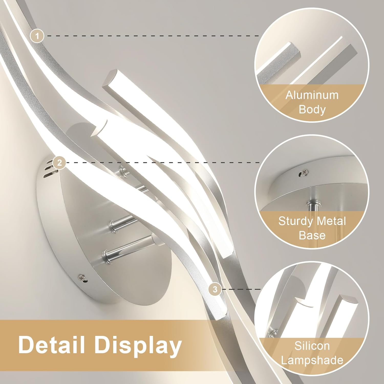 Ceiling Light - Silver Aluminium Frame, Natural Light