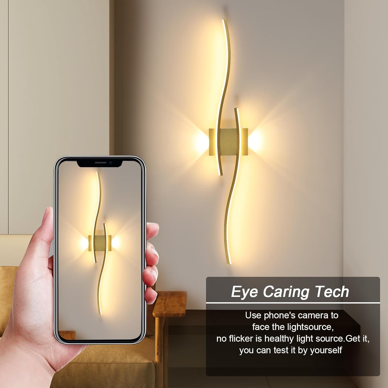 Wall Light - Gold Aluminium Frame, Warm Light