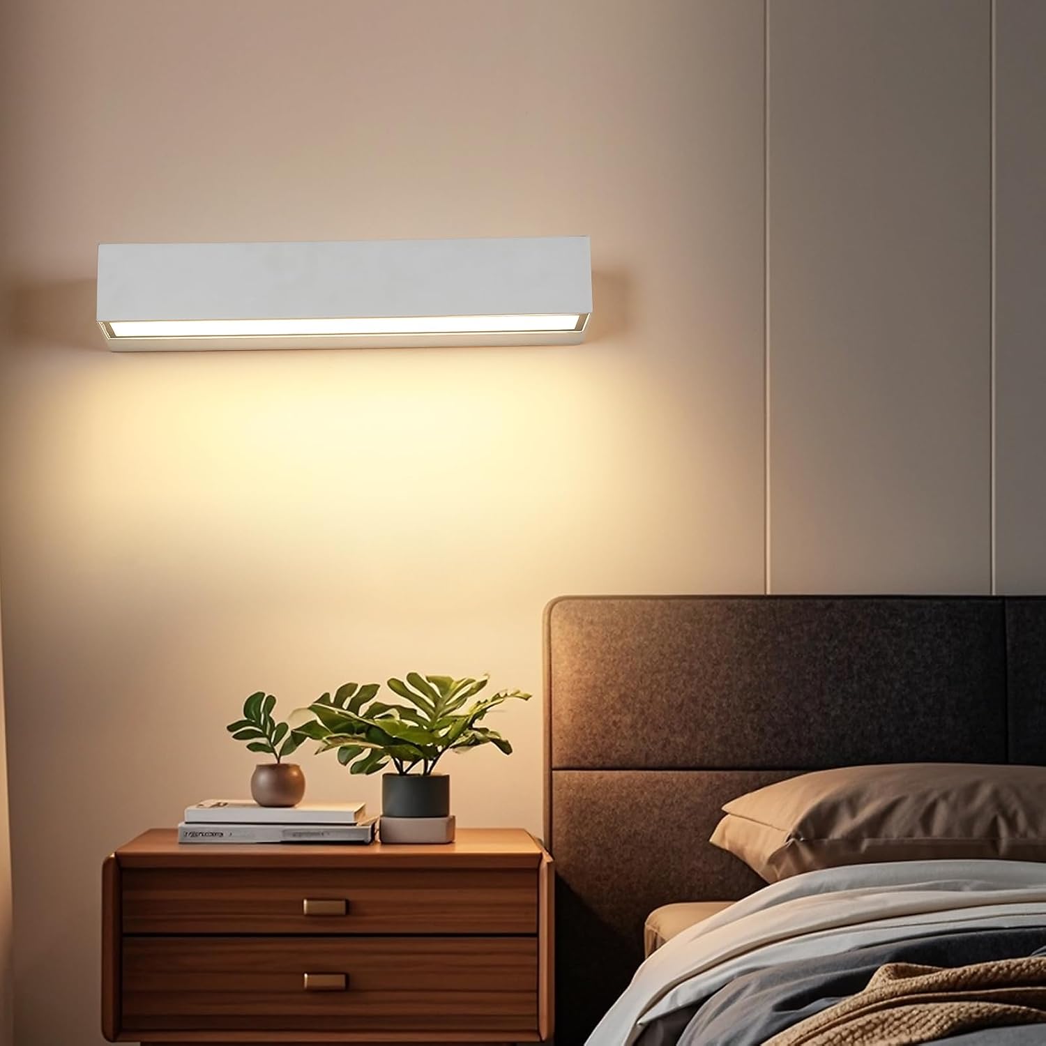 Wall Light - White Metal Frame, Warm Light