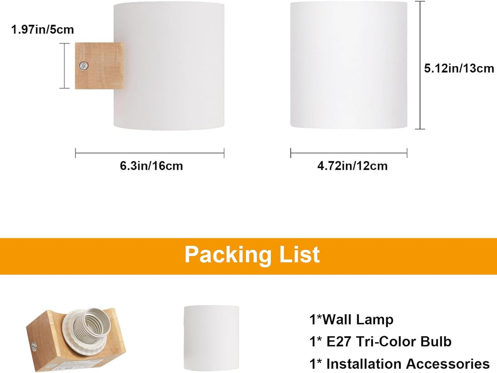 Wall Light - Wood Glass Frame, Tunable