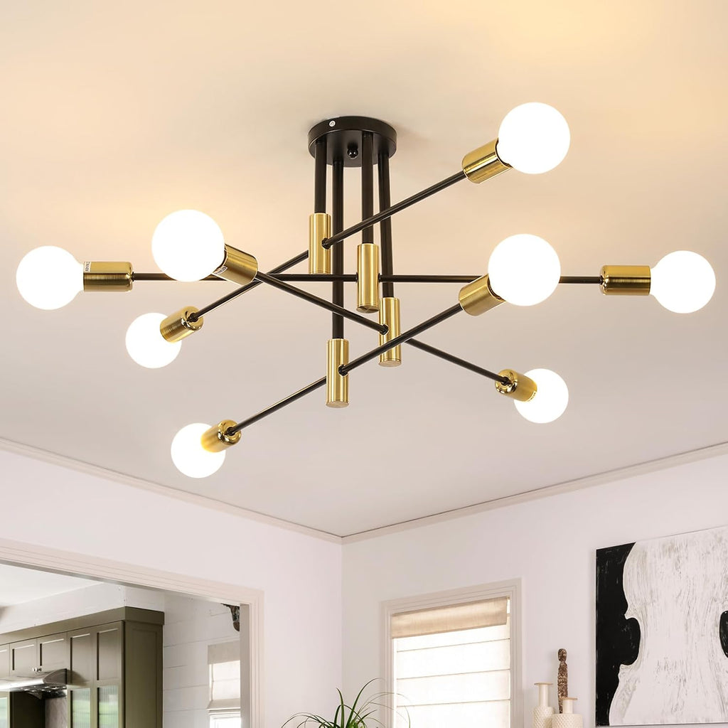 Ceiling Light - Black & Gold Metal Frame