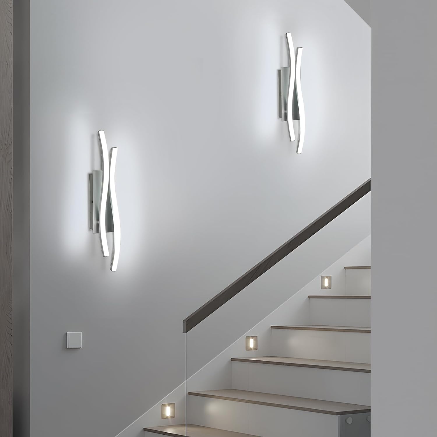 Wall Light - Silver Aluminium Frame, White Light
