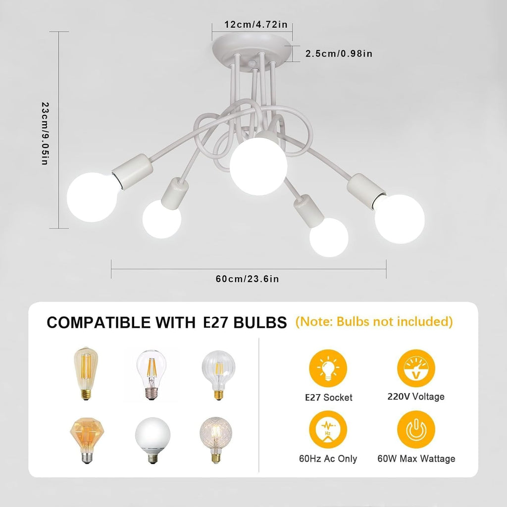 Ceiling Light - White Metal Frame