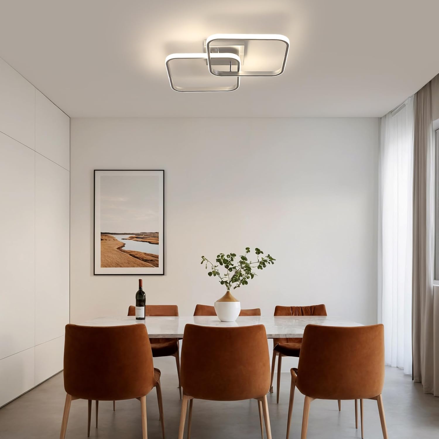 Ceiling Light - Silver Aluminium Frame, Tunable and Dimmable