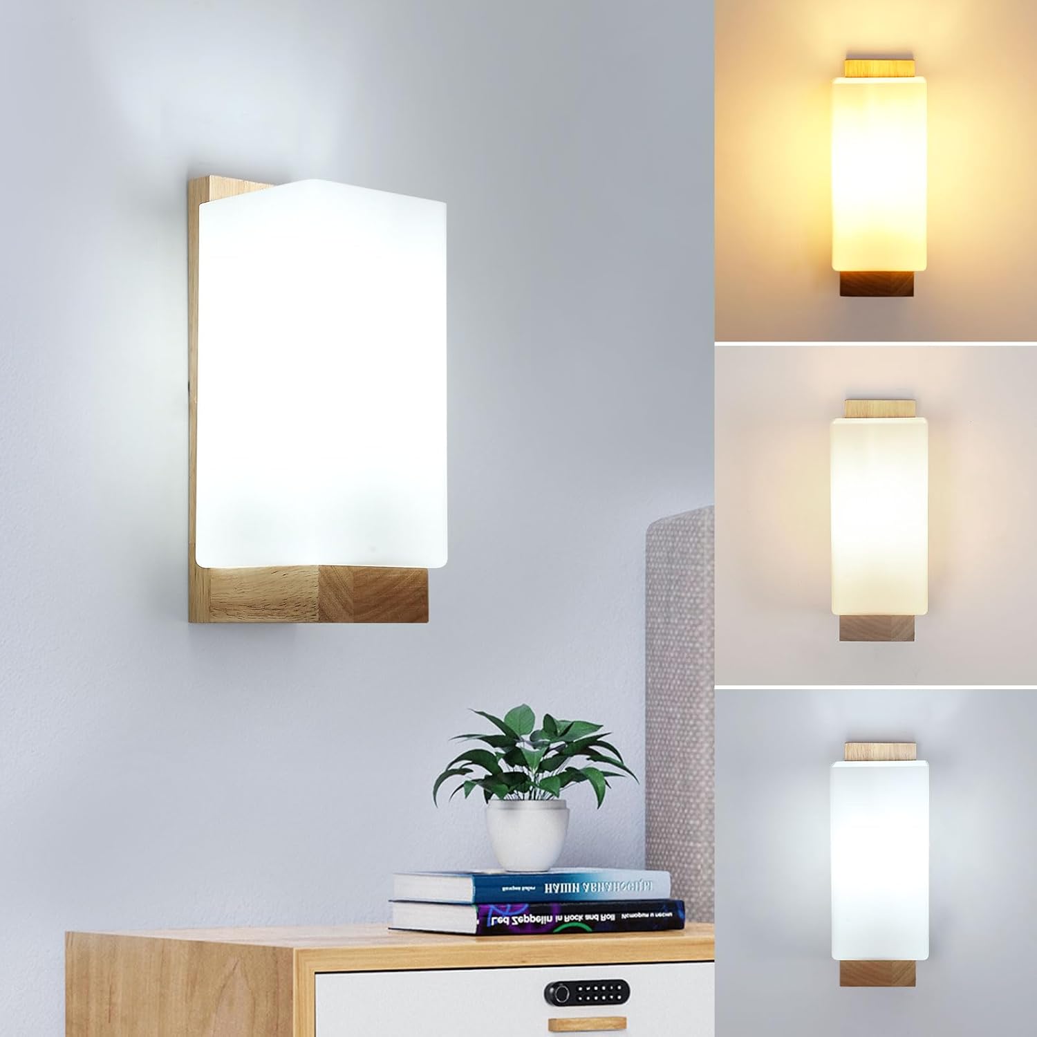 Wall Light - Wood Glass Frame, Tunable