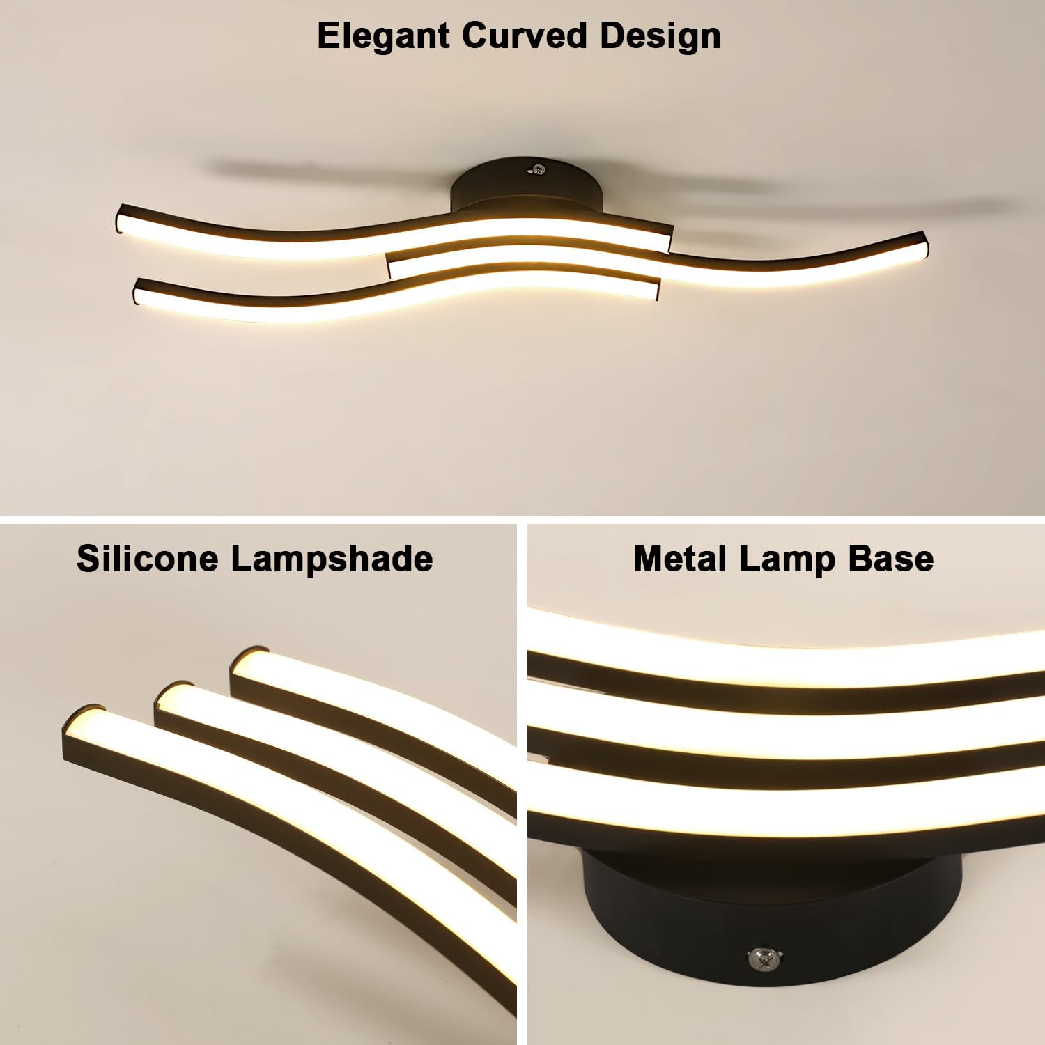 Ceiling Light - Black Aluminium Frame, Warm Light
