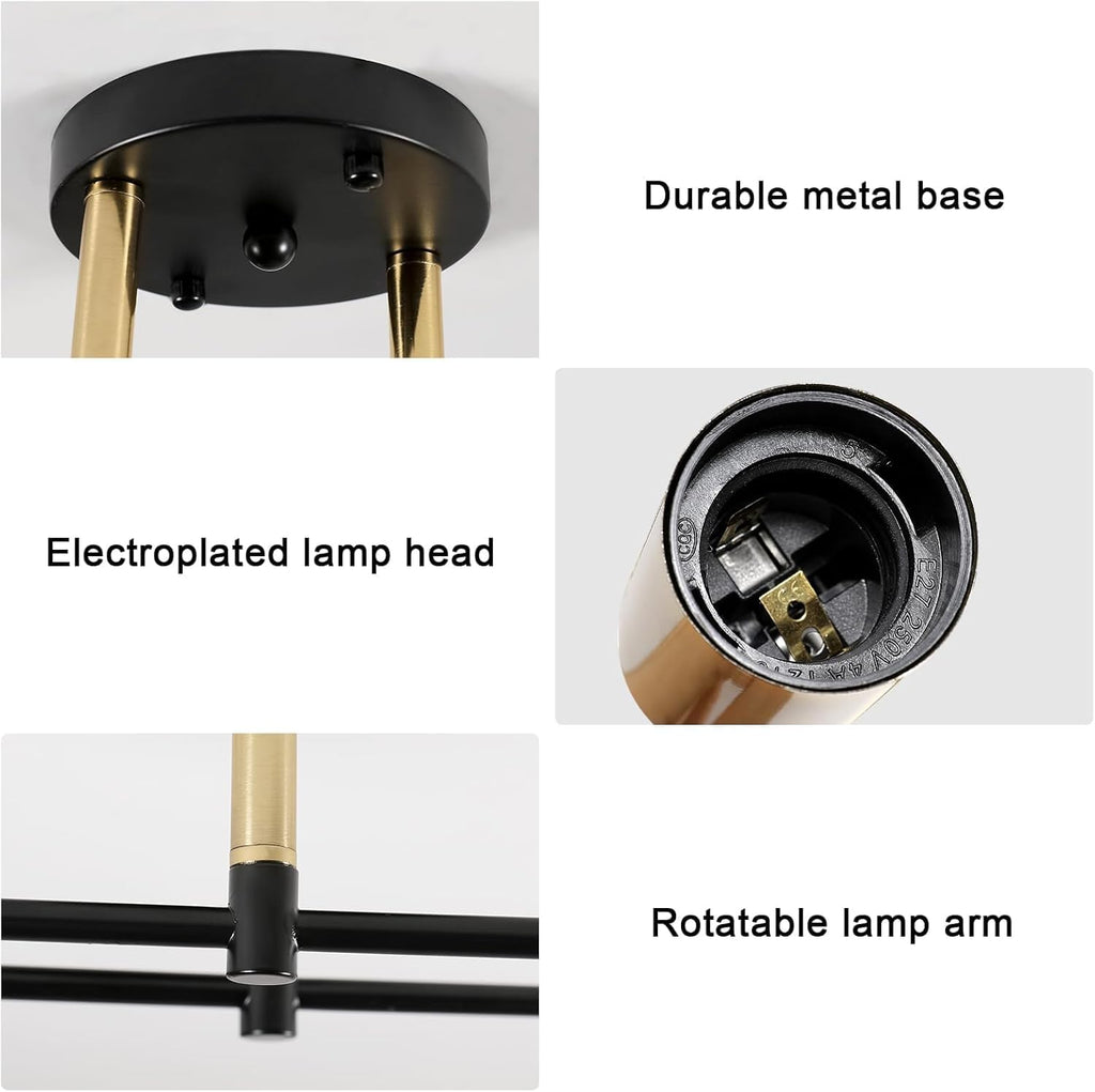 Ceiling Light - Black & Gold Metal Frame