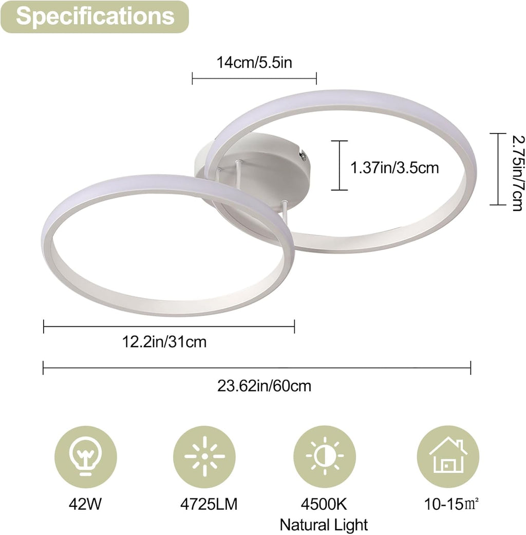 Ceiling Light - White Aluminium Frame, Natural Light