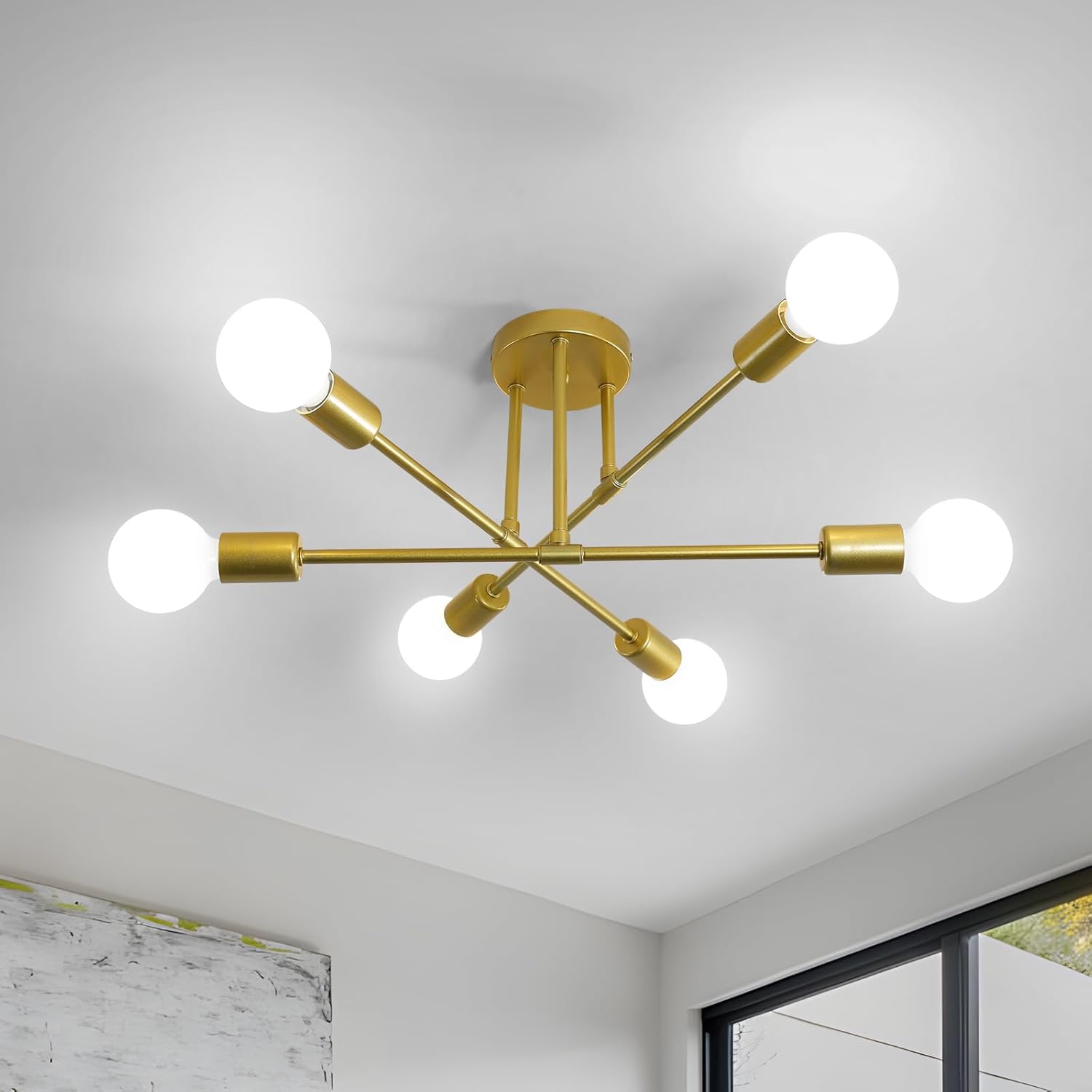 Ceiling Light - Gold Metal Frame