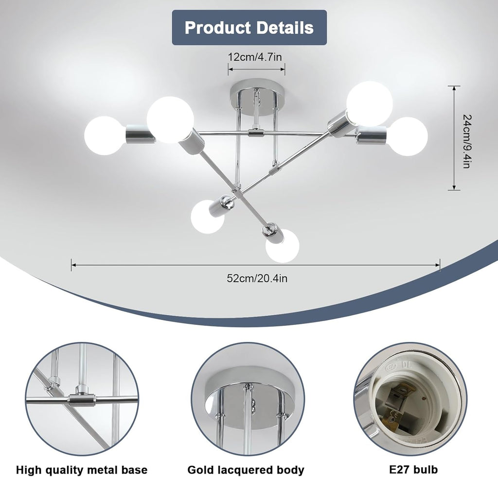 Ceiling Light - Chrome Metal Frame