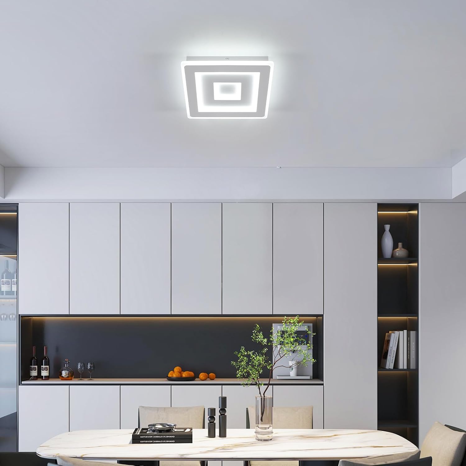 Deckenleuchte - Rahmen aus weißem Acryl, weißes Licht