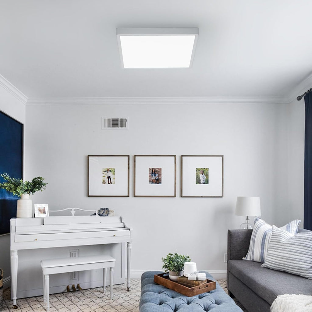 Ceiling Light - White Plastic Frame, White Light