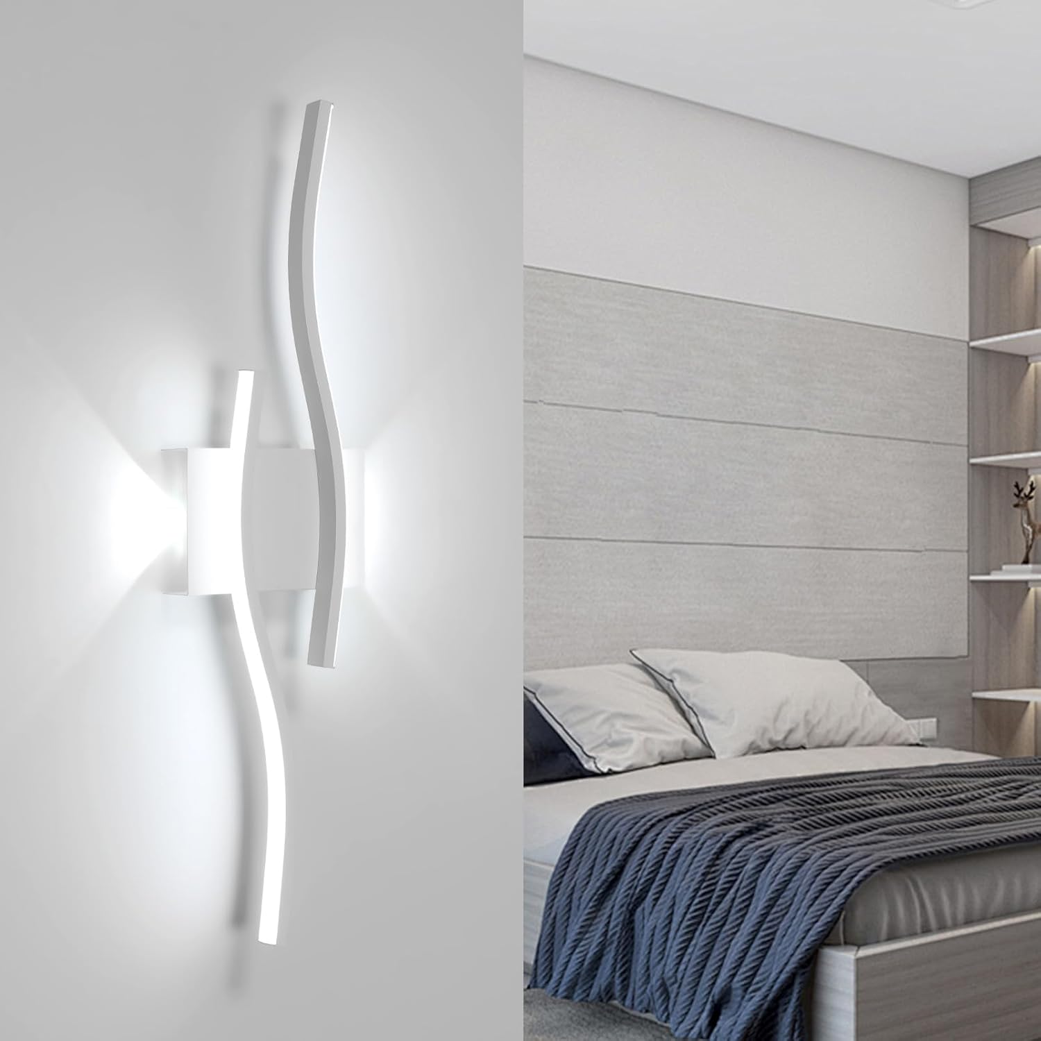Wall Light - White Aluminium Frame, White Light