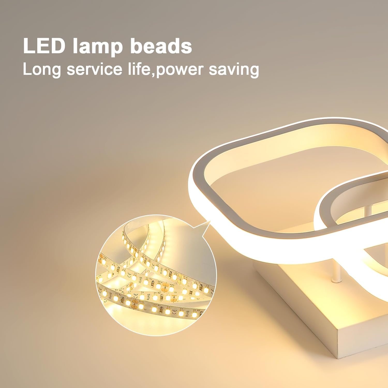 Ceiling Light - White Aluminium Frame, Warm Light