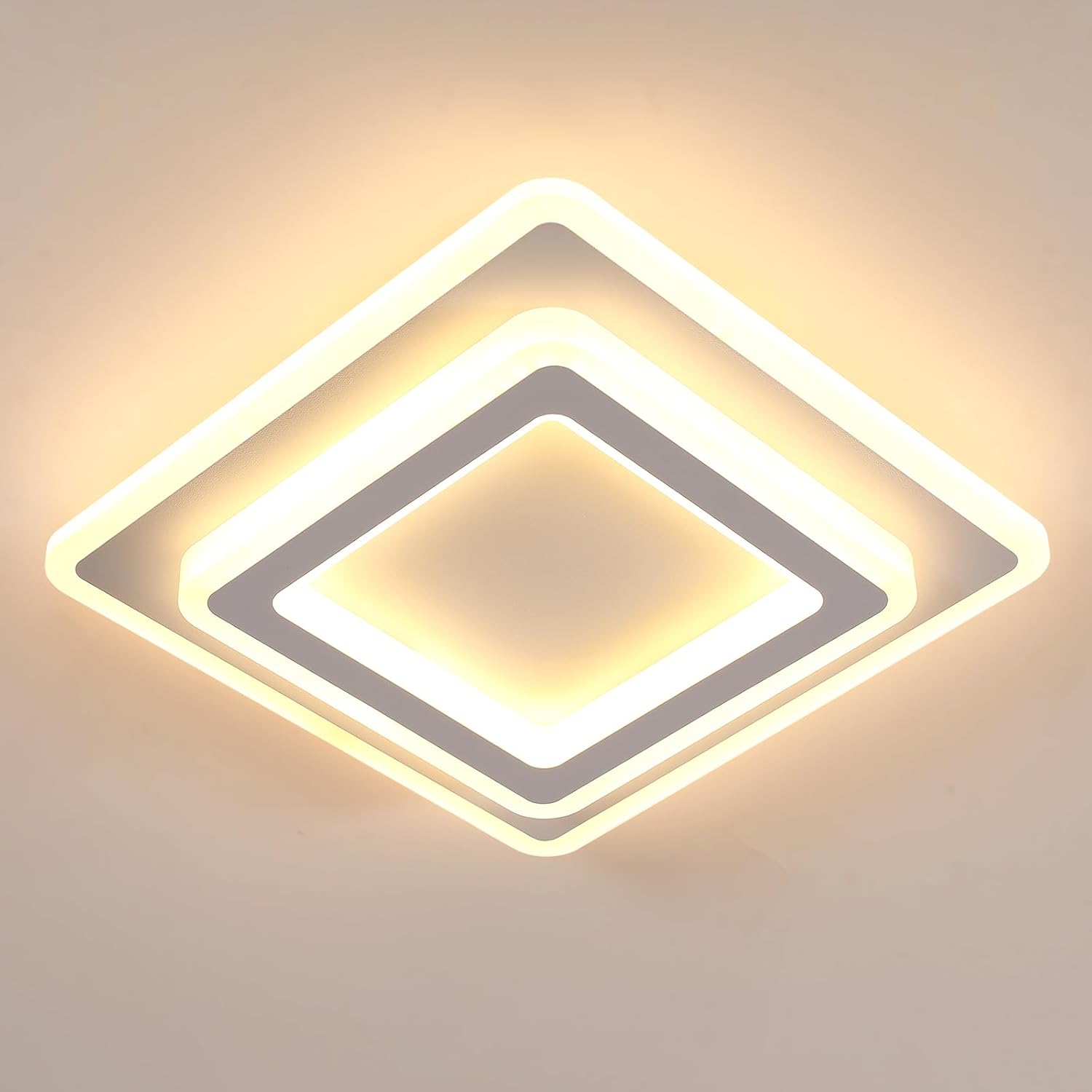 Ceiling Light - White Acrylic Frame, Warm Light