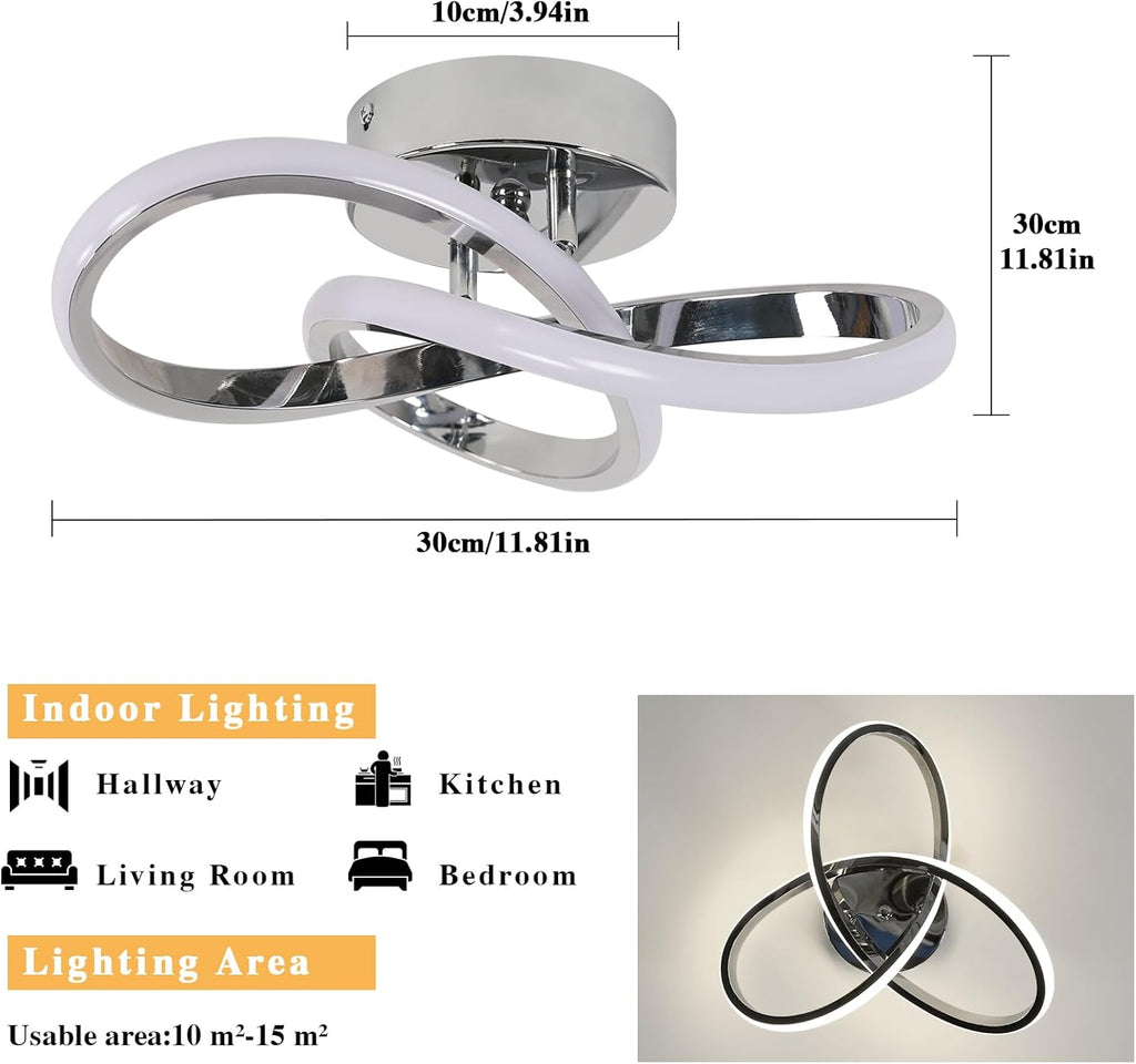 Ceiling Light - Chrome Aluminium Frame, Natural Light