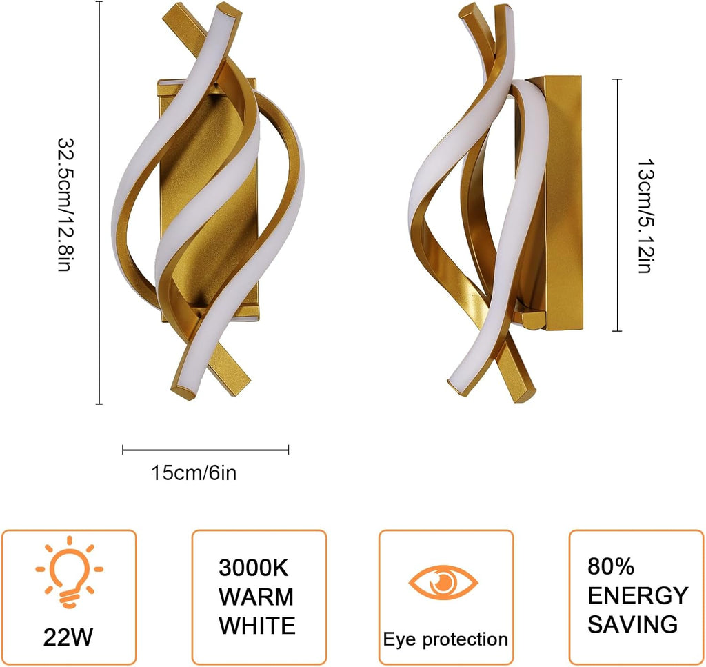 Wall Light - Gold Aluminium Frame, Warm Light
