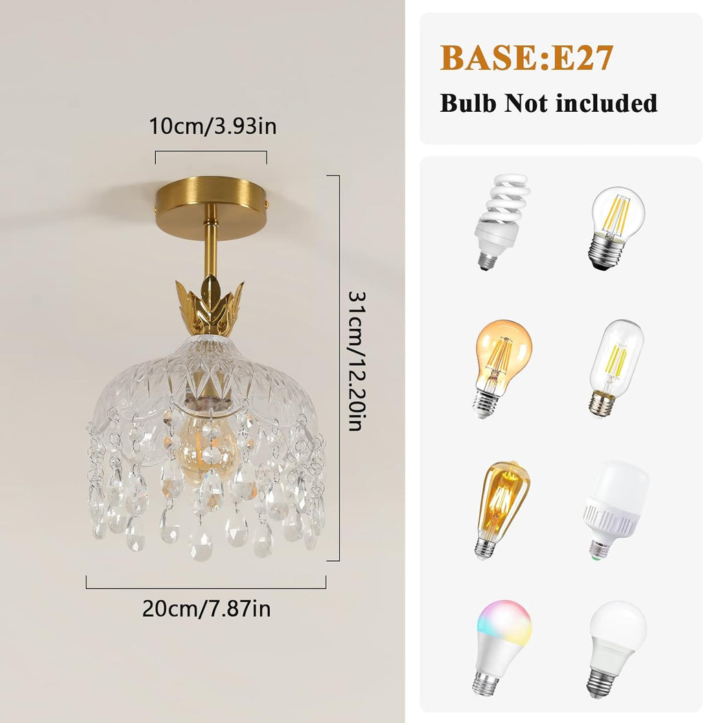 Chandeliers - Gold Glass Frame, Warm Light