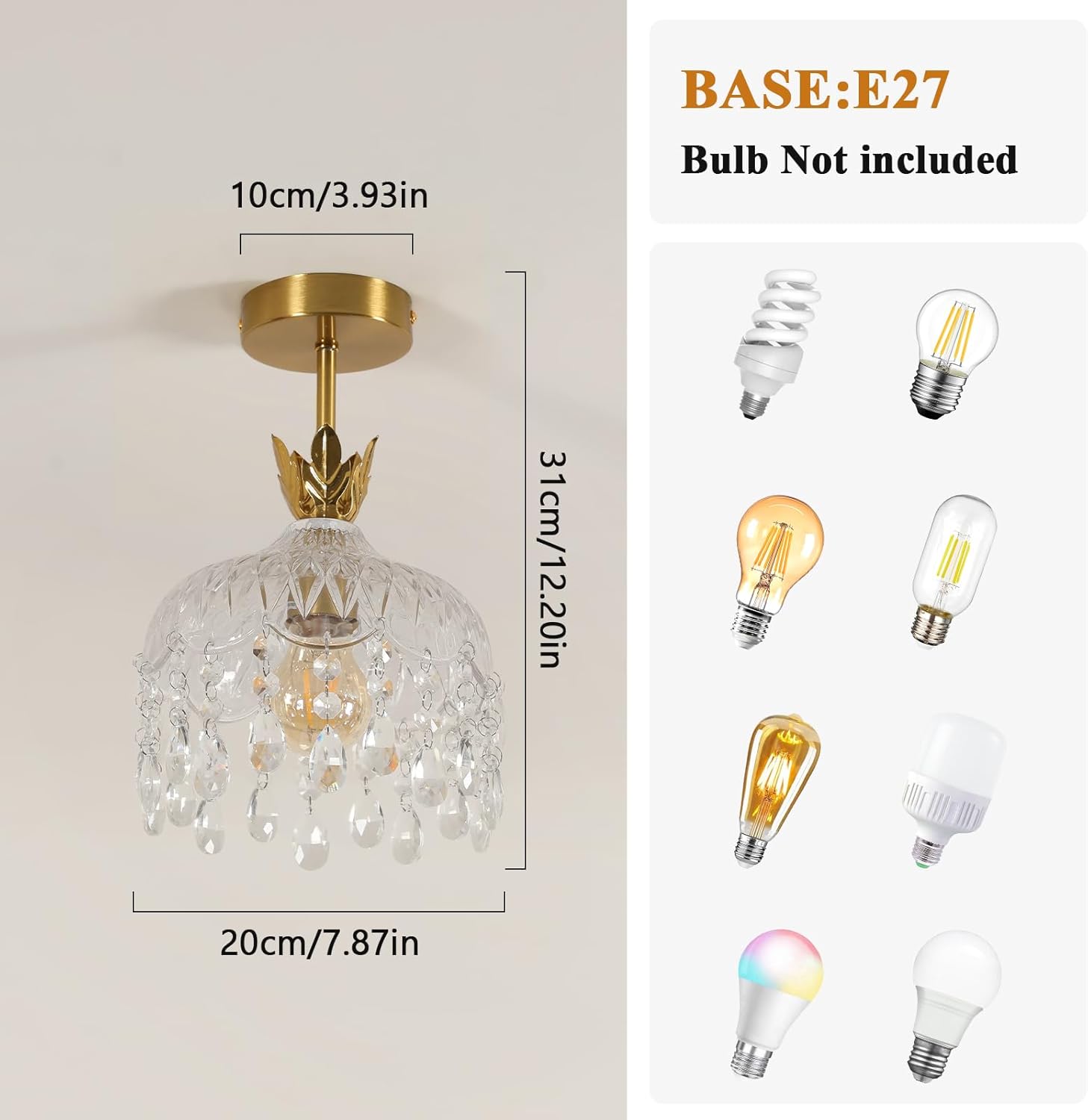 Chandeliers - Gold Glass Frame, Warm Light