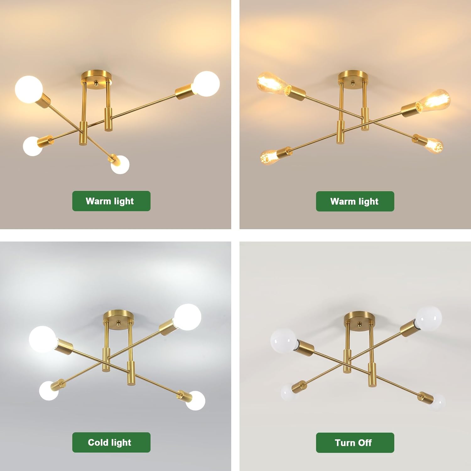 Ceiling Light - Gold Metal Frame