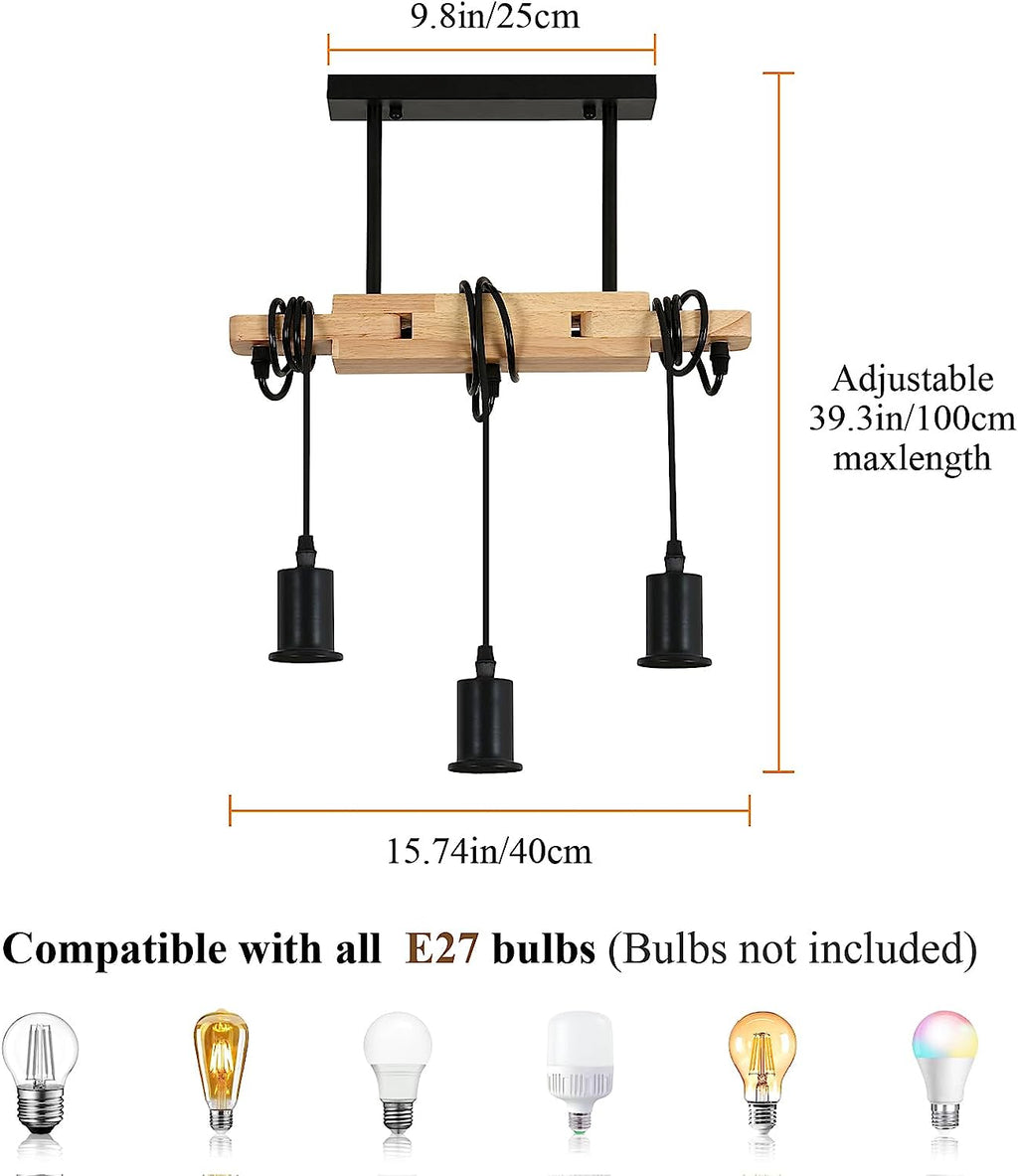 Chandeliers - Wood Metal Frame