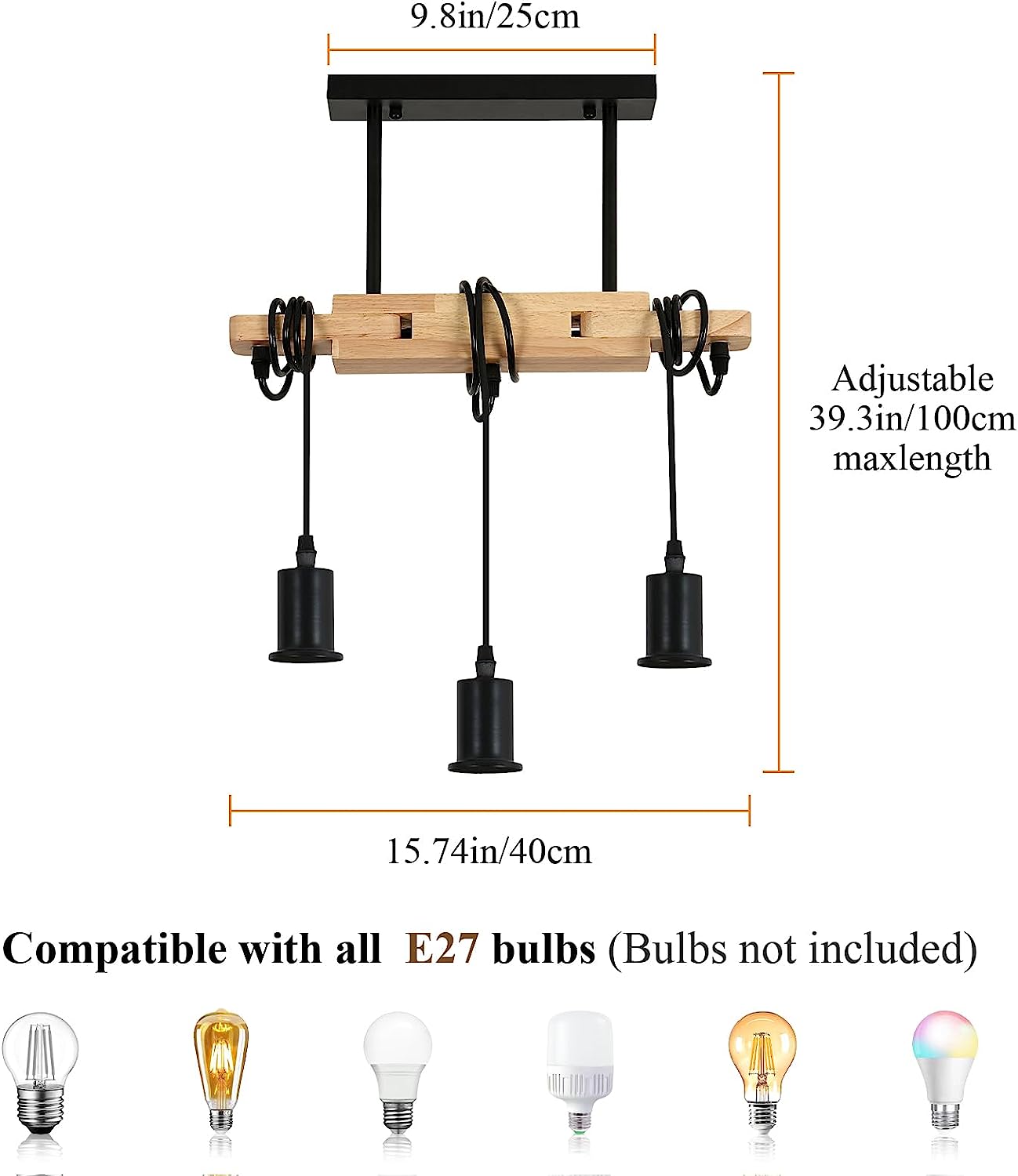 Chandeliers - Wood Metal Frame