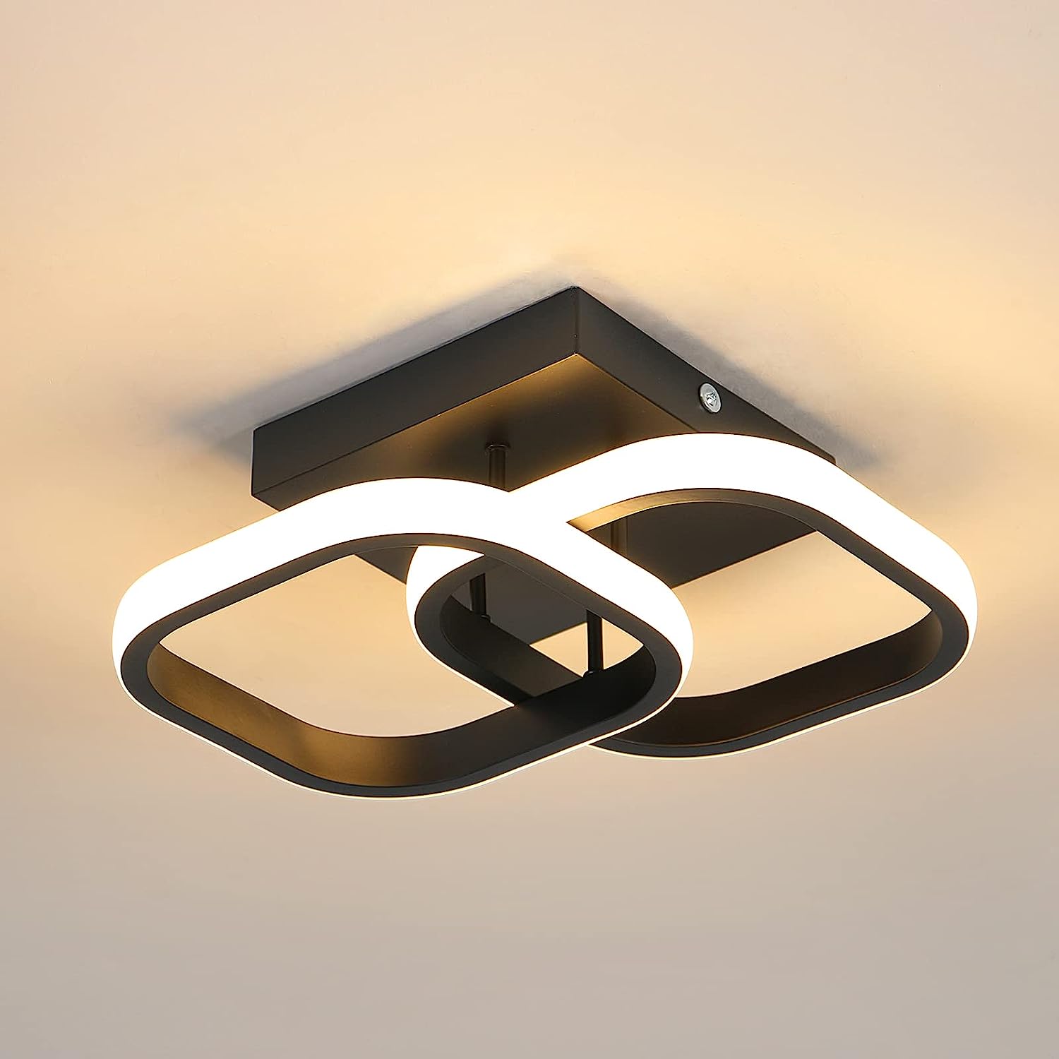 Ceiling Light - Black Aluminium Frame, Warm Light