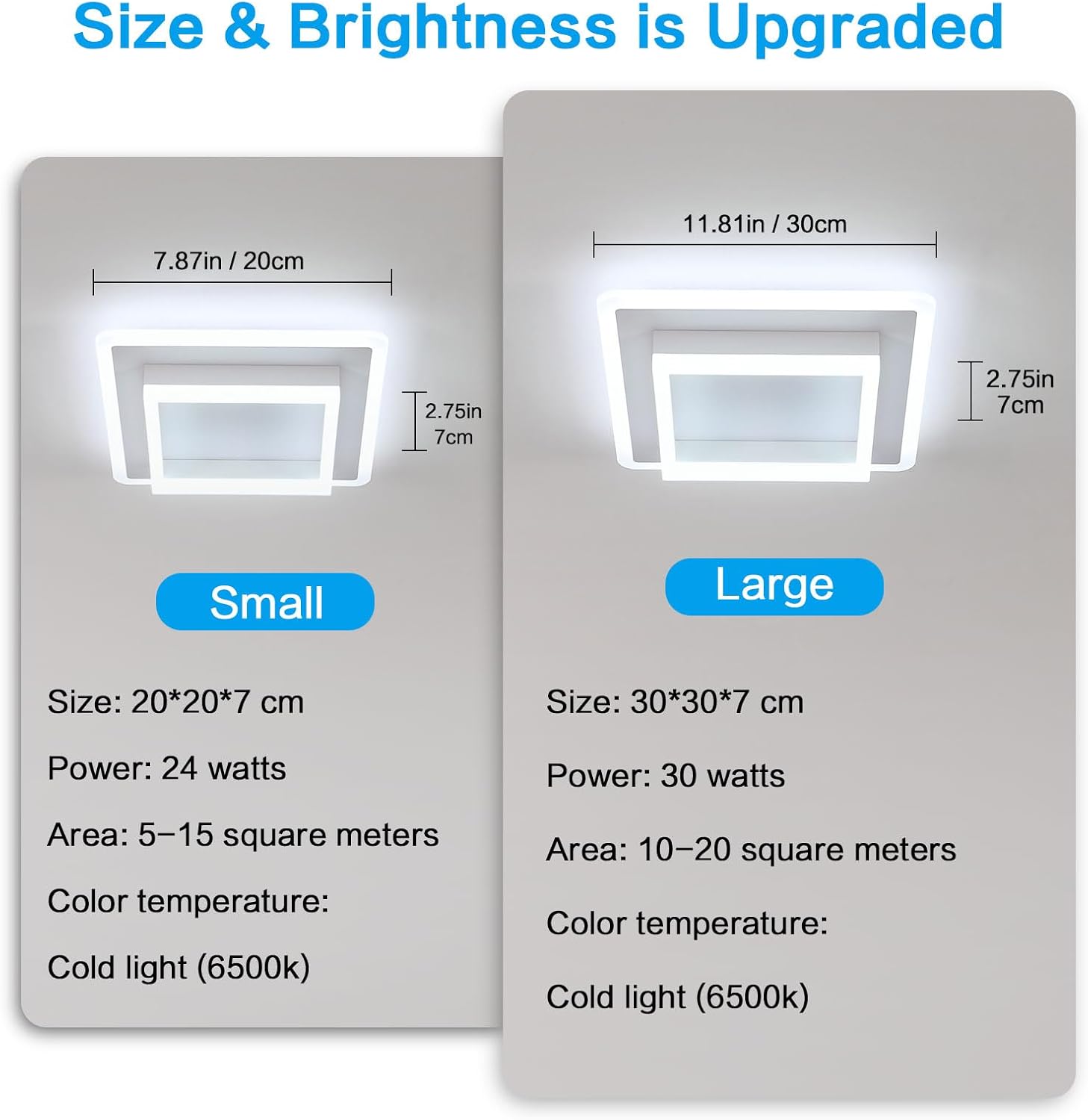Ceiling Light - White Acrylic Frame, White Light
