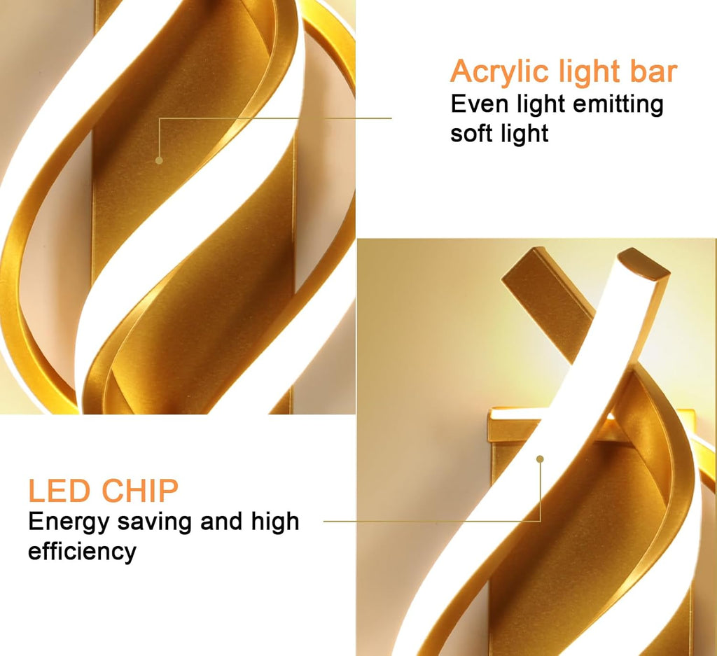Wall Light - Gold Aluminium Frame, Warm Light