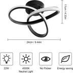 Ceiling Light - Black Aluminium Frame, Natural Light
