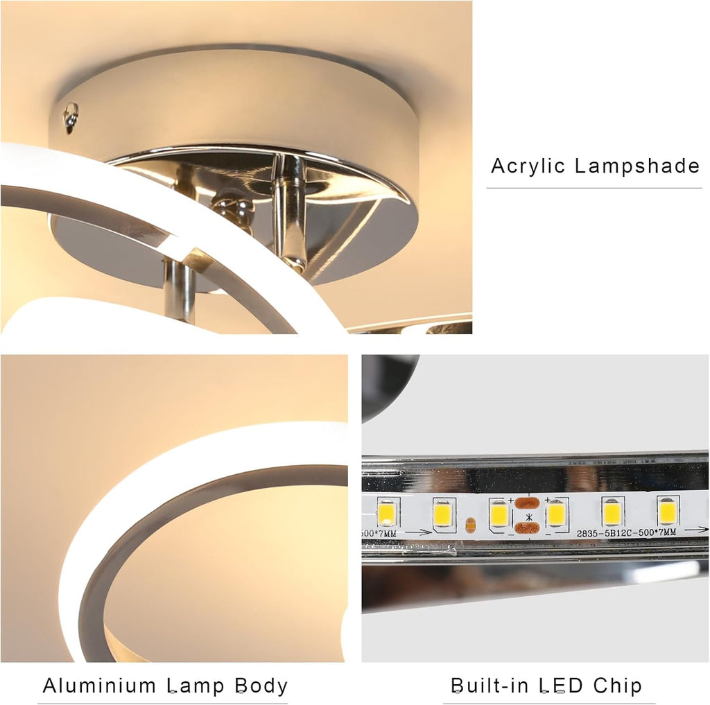 Ceiling Light - Chrome Aluminium Frame, Warm Light