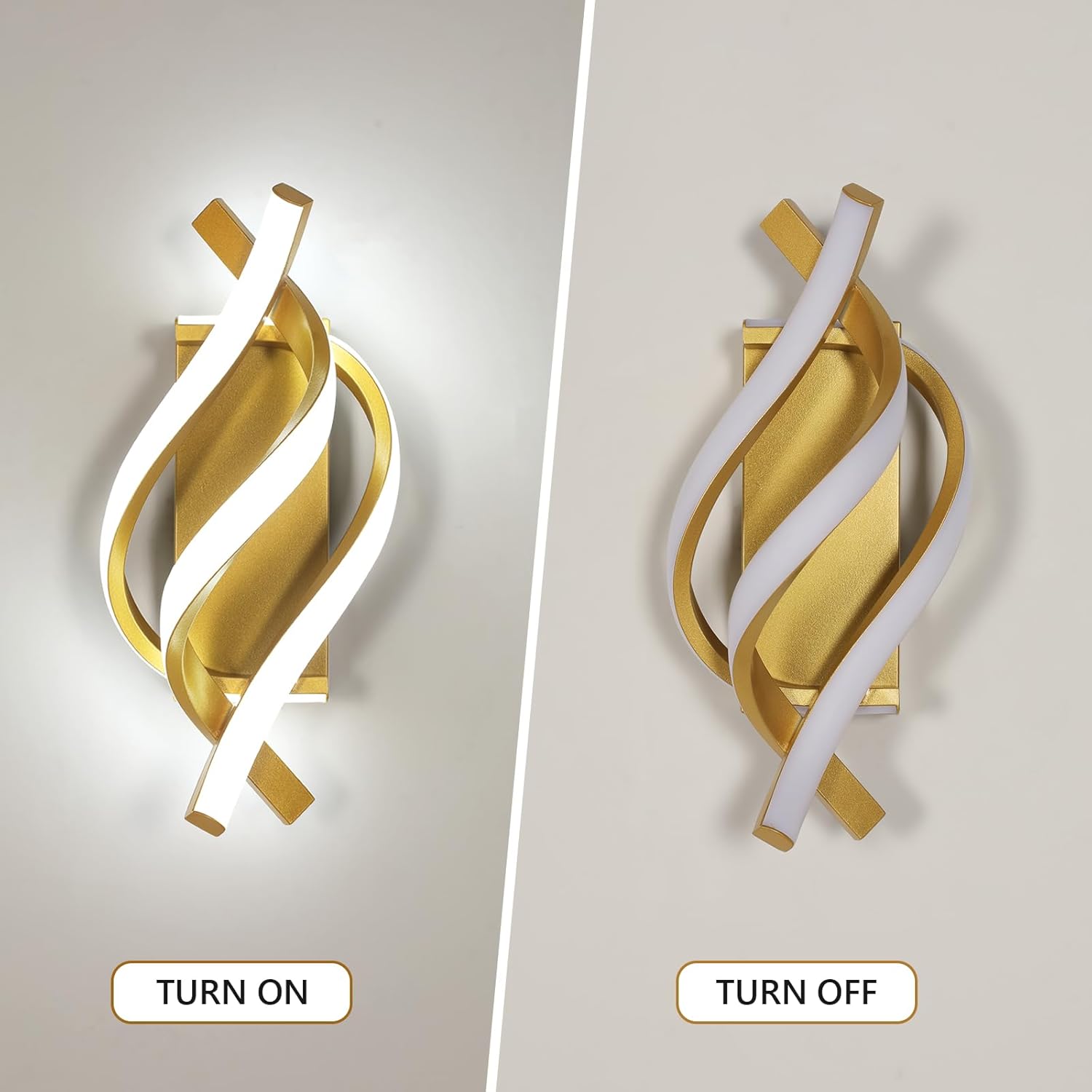 Wall Light - Gold Aluminium Frame, White Light