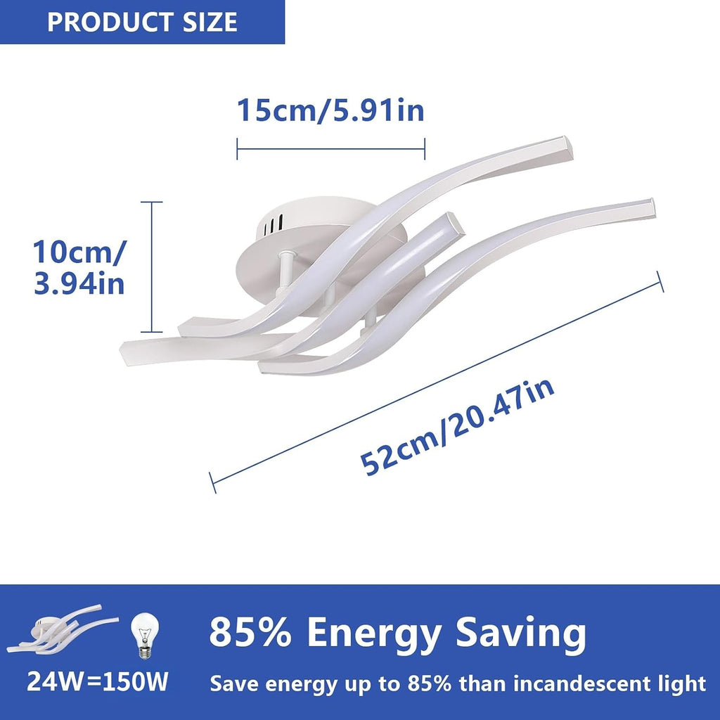 Ceiling Light - White Aluminium Frame, White Light