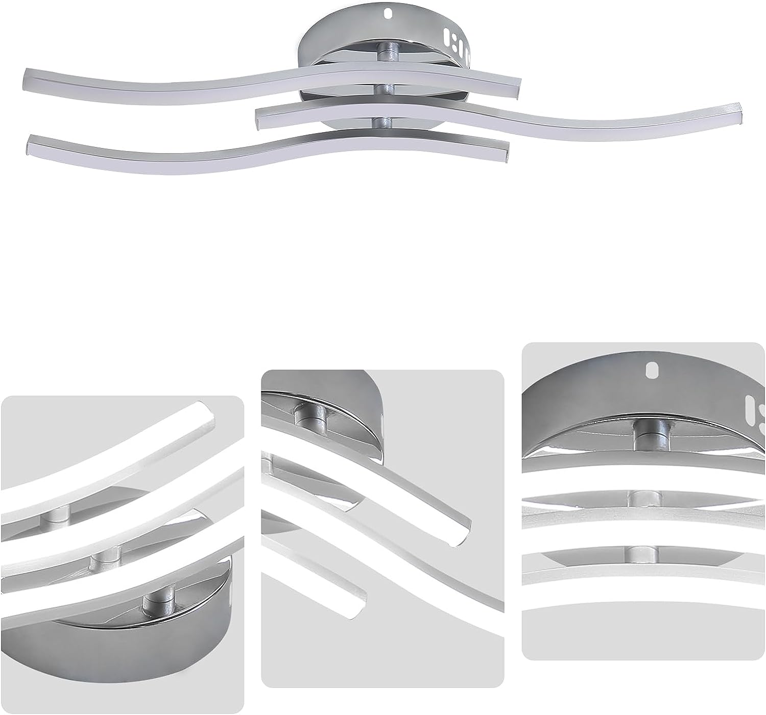Ceiling Light - Silver Aluminium Frame, White Light