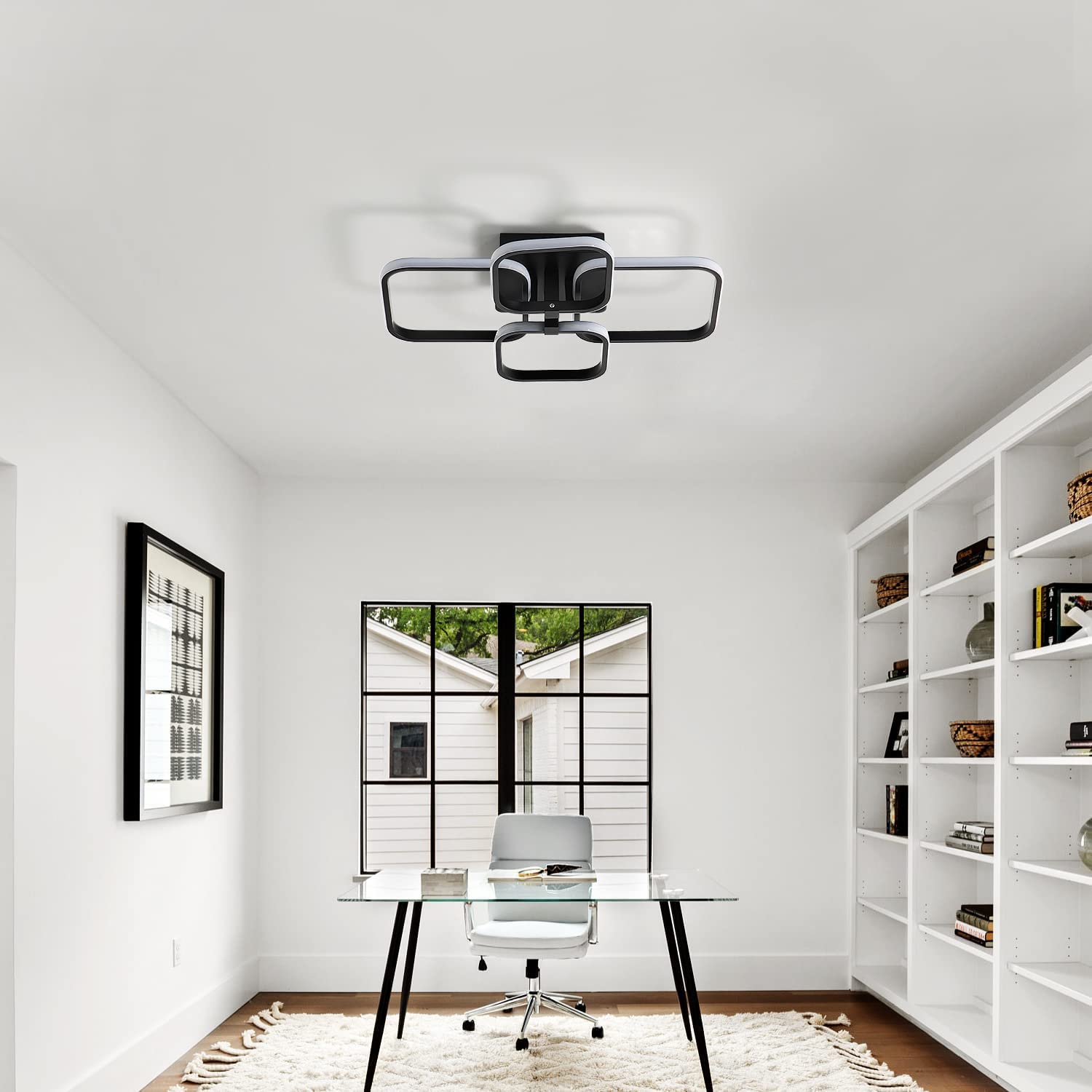 Ceiling Light - Black Aluminium Frame, White Light