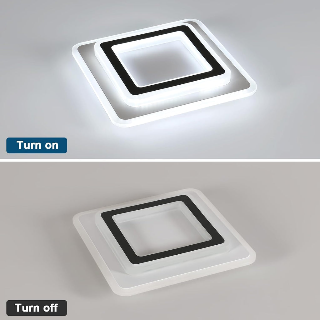 Ceiling Light - Black & White Acrylic Frame, White Light