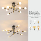Ceiling Light - Black & Gold Metal Frame