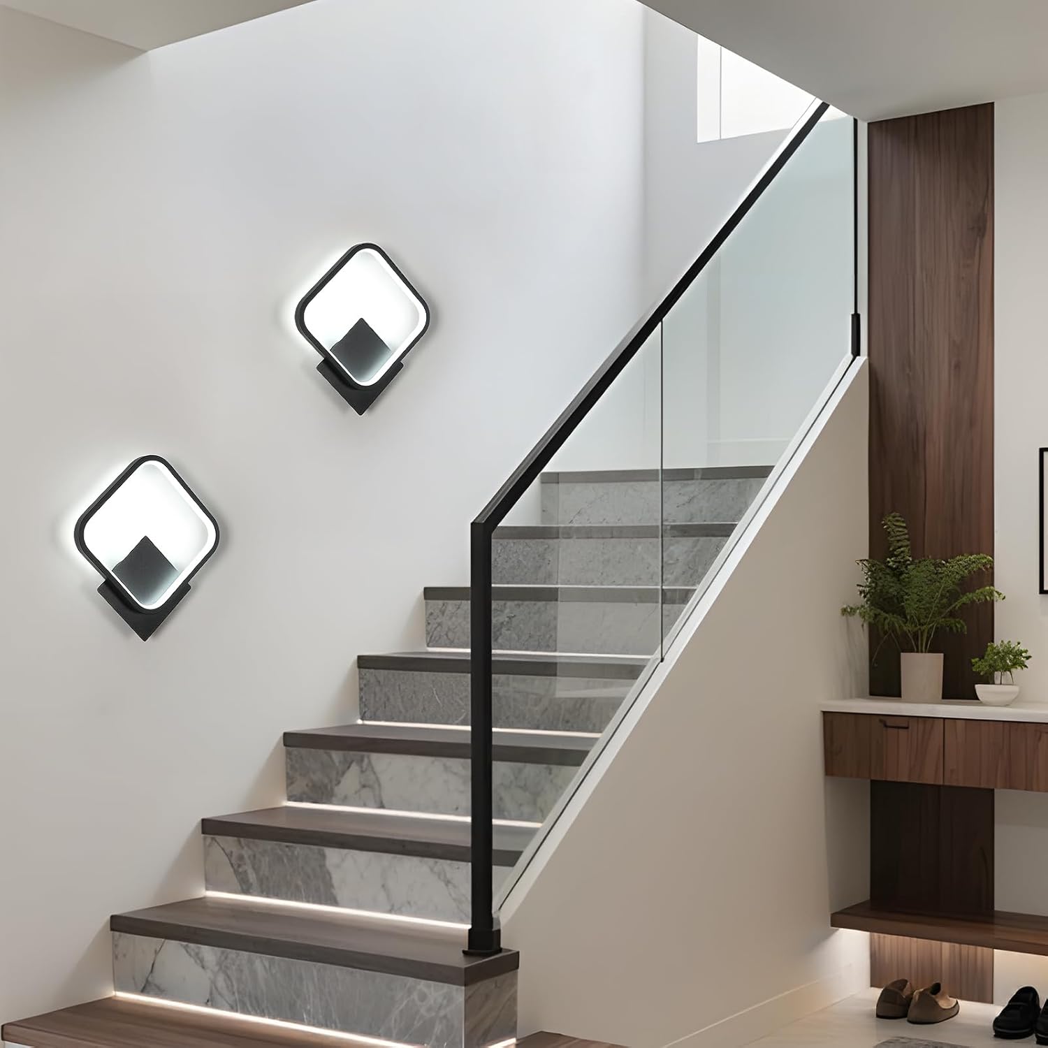 Lampada da parete - Telaio in alluminio nero, luce bianca