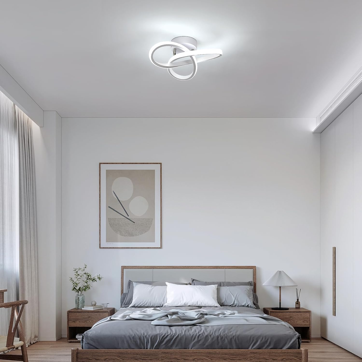 Deckenleuchte - Weißer Aluminiumrahmen, Weißes Licht