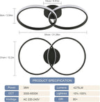 Ceiling Light - Black Aluminium Frame, Tunable and Dimmable