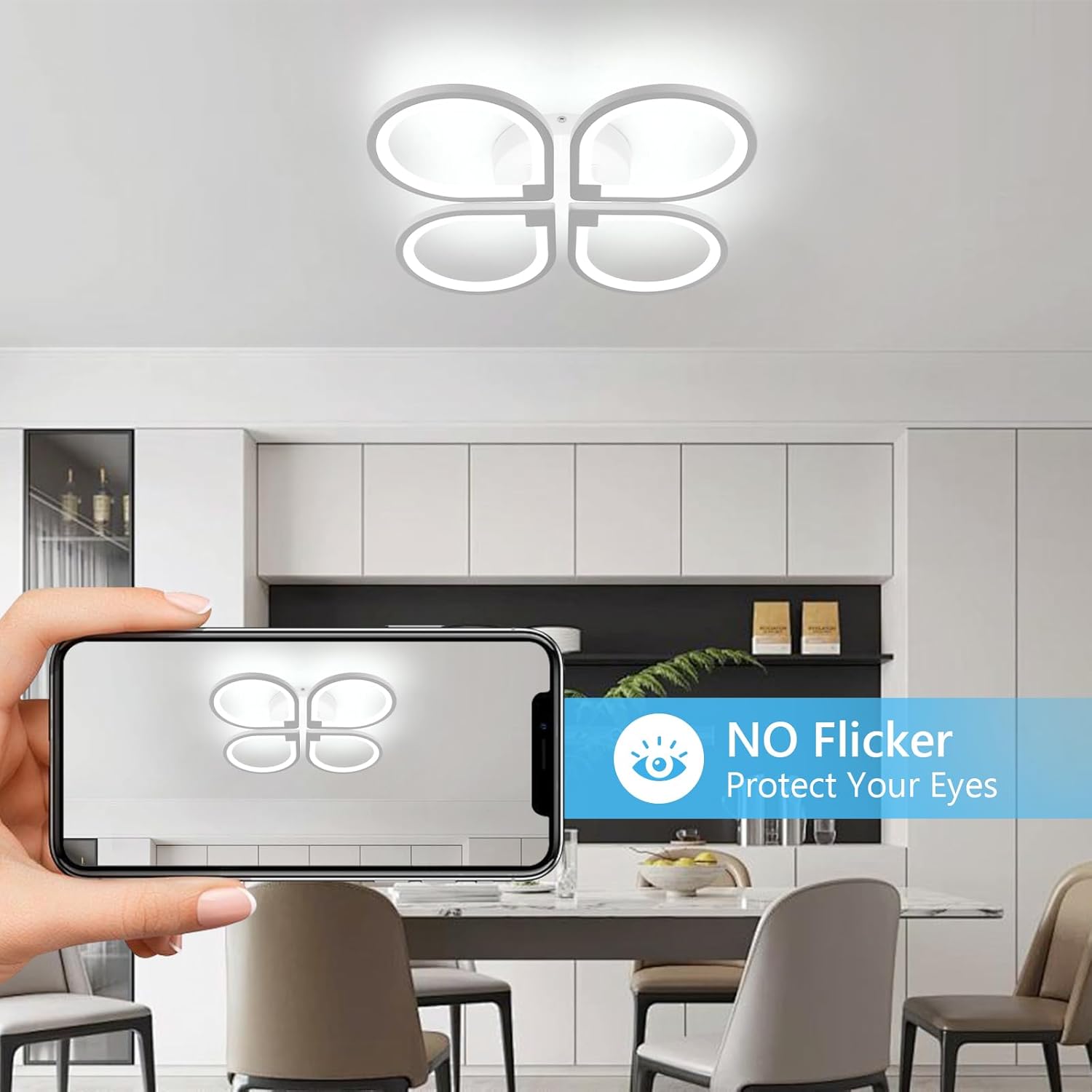 Ceiling Light - White Acrylic Frame, White Light
