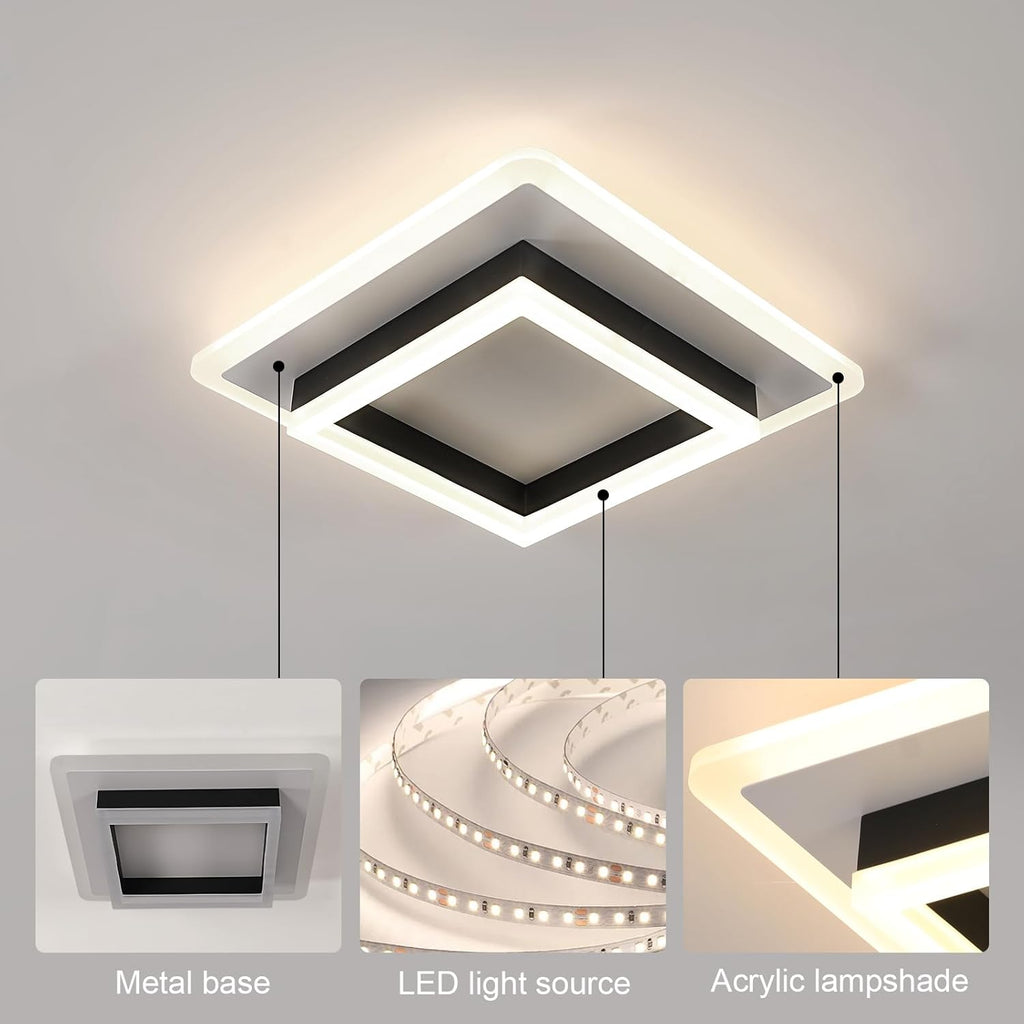 Ceiling Light - Black & White Acrylic Frame, Natural Light