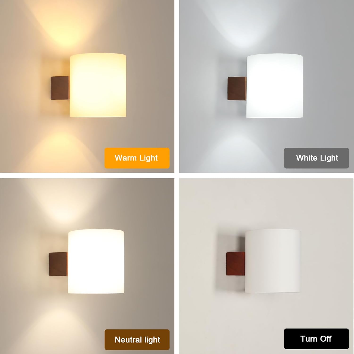Wall Light - Wood Glass Frame, Tunable