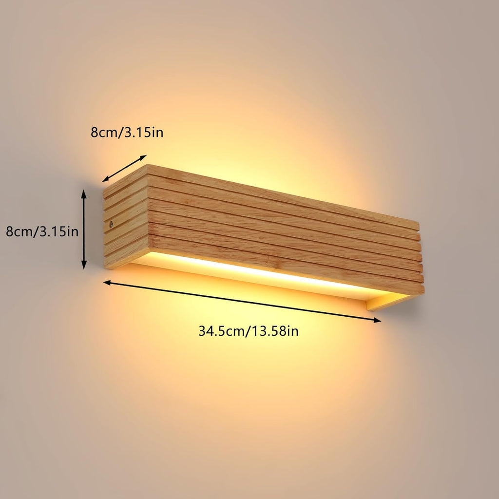 Wandleuchte - Rahmen aus Holz und Kunststoff, warmweißes Licht